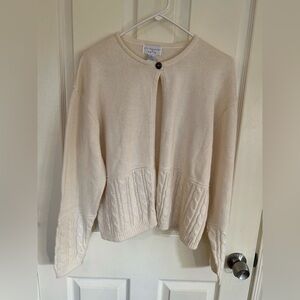 Christopher & Banks Vintage Grandma Cream Cable Knit Button Cardigan